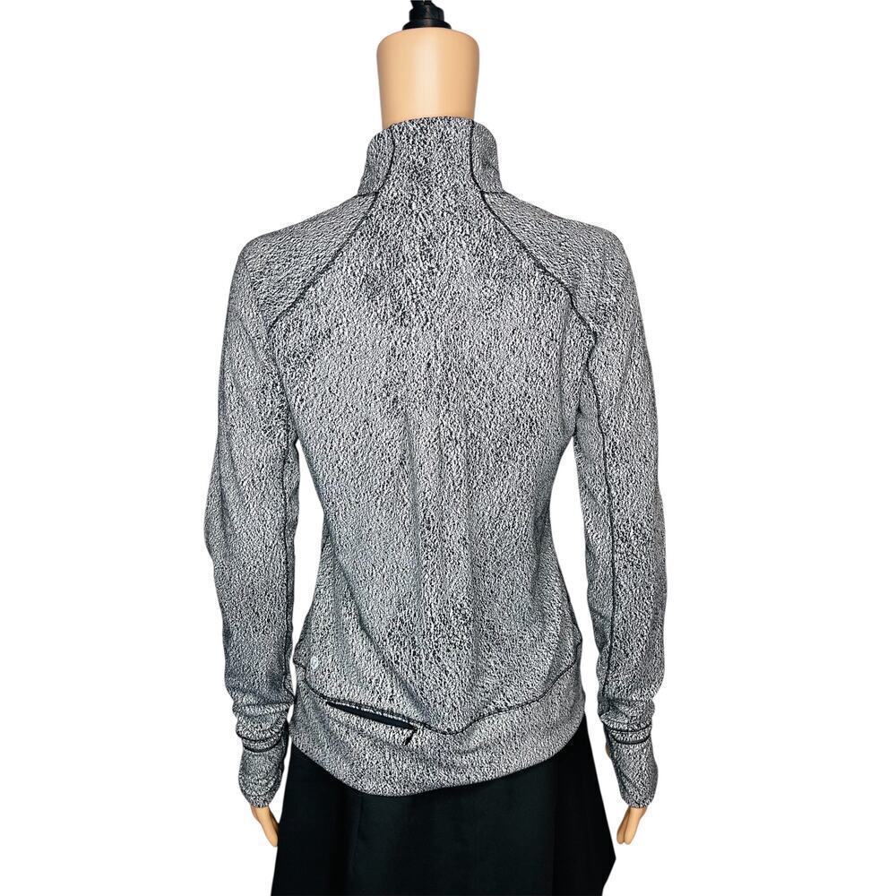 Lululemon Rush Hour 1/2 Zip Luon Spray Jacquard White Black Pullover size 8 Run - Picture 5 of 10